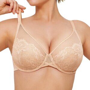 Popilush Push Up Bra Minimizer Bras for Women Lace Bra Full Coverage Underwire B